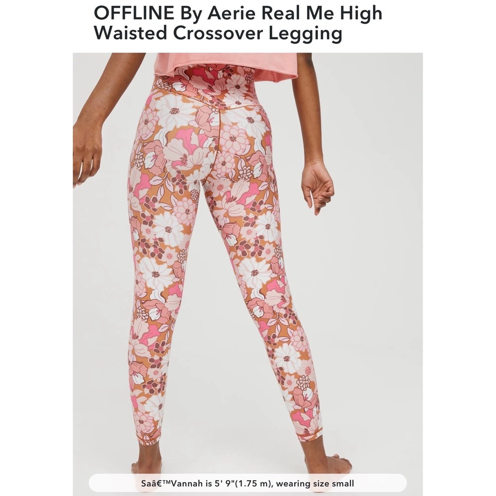 OFFLINE By Aerie floral women's M Real Me High Waisted Crossover‎ Legging